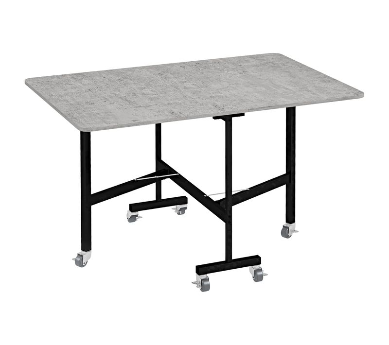 Table Pliante Avec Roulettes Pour 4-6 Personnes, Pieds En Acier, Extensible 52,5-120 X 80 X 73 Cm