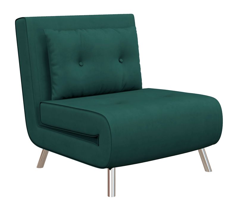Fauteuil-lit Pliable En Velours Vert Foncé, Avec Coussin, Fonction Lit, Pour Invités
