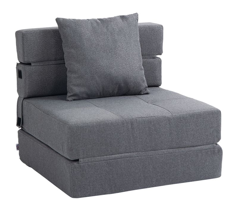 Fauteuil-lit 2-en-1 Pliable, Jusqu’à 100 Kg, Canapé Convertible, Relax, Lit D’appoint, Gris Foncé