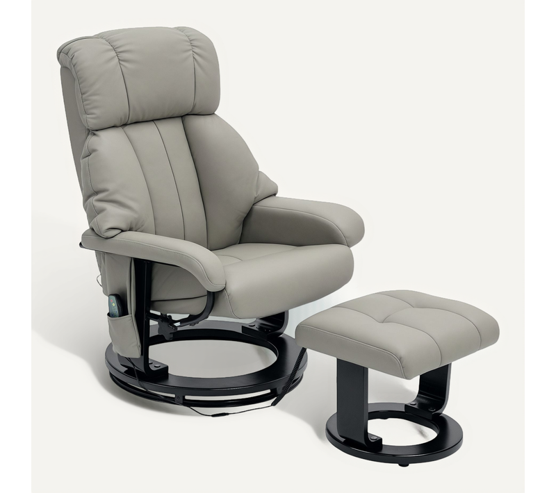 Fauteuil Relax électrique En Simili Avec Repose-pieds, Poches Et Massage, Gris
