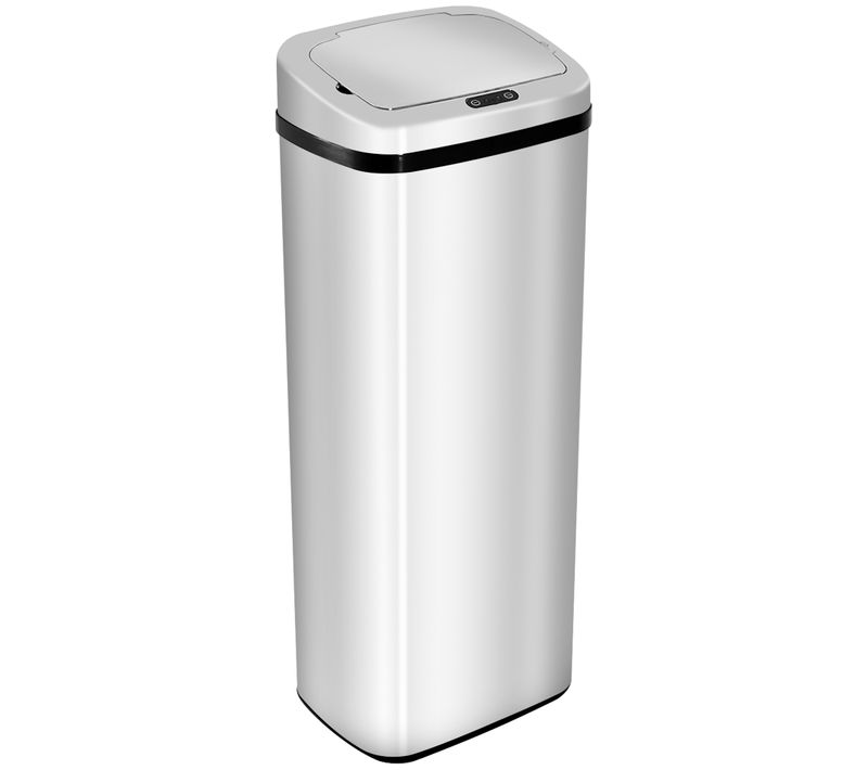 Poubelle Automatique Avec Capteur En Acier Inoxydable 50l, Argenté