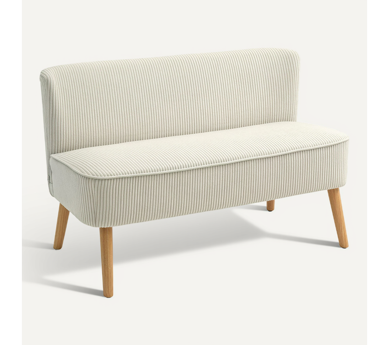 Canapé 2 Places Tissu Confortable Sans Accoudoirs, Style Moderne, Crème