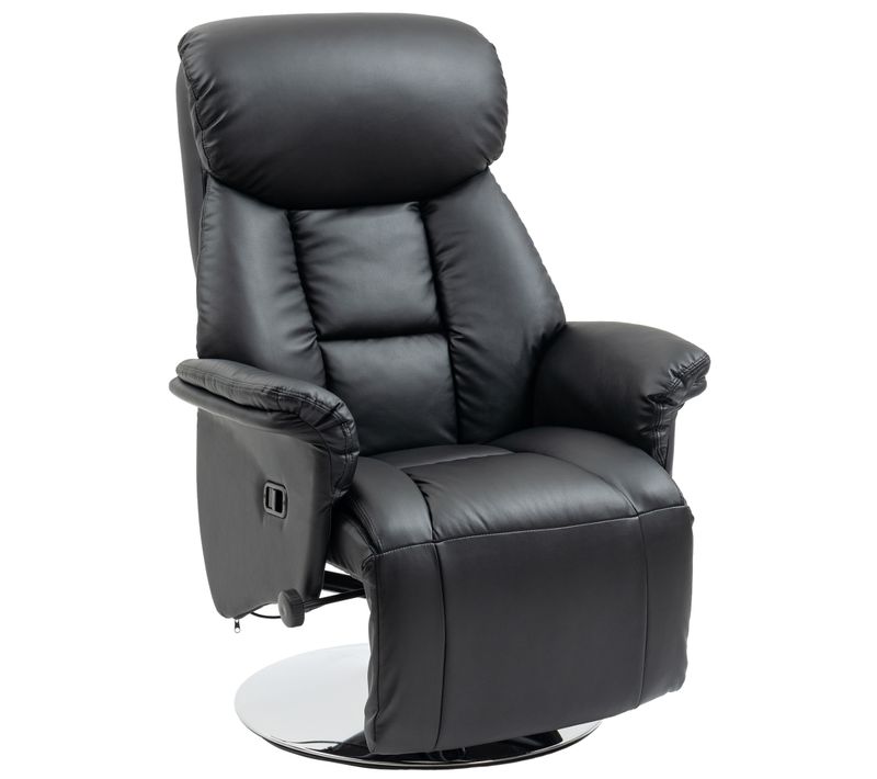 Fauteuil TV Manuel En Similicuir, Dossier Antidérapant, Repose-pieds, Jusqu’à 150 Kg, Noir