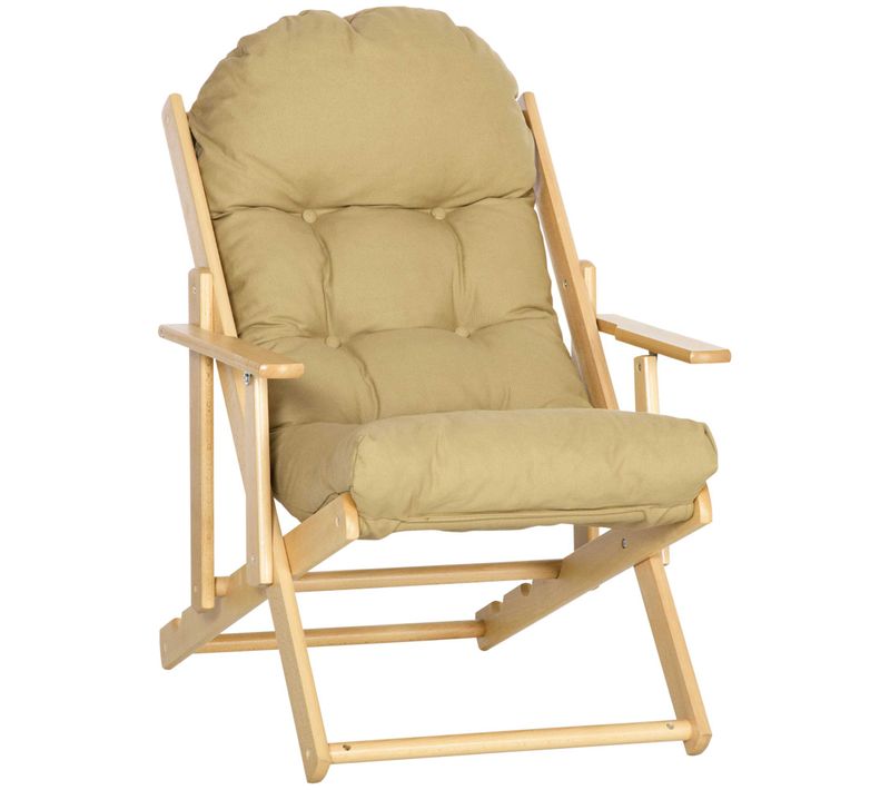 Fauteuil Lounge Lin Et Bois 1 PC Pliant, Repose Relax, 71x89x96 Cm,  Brun