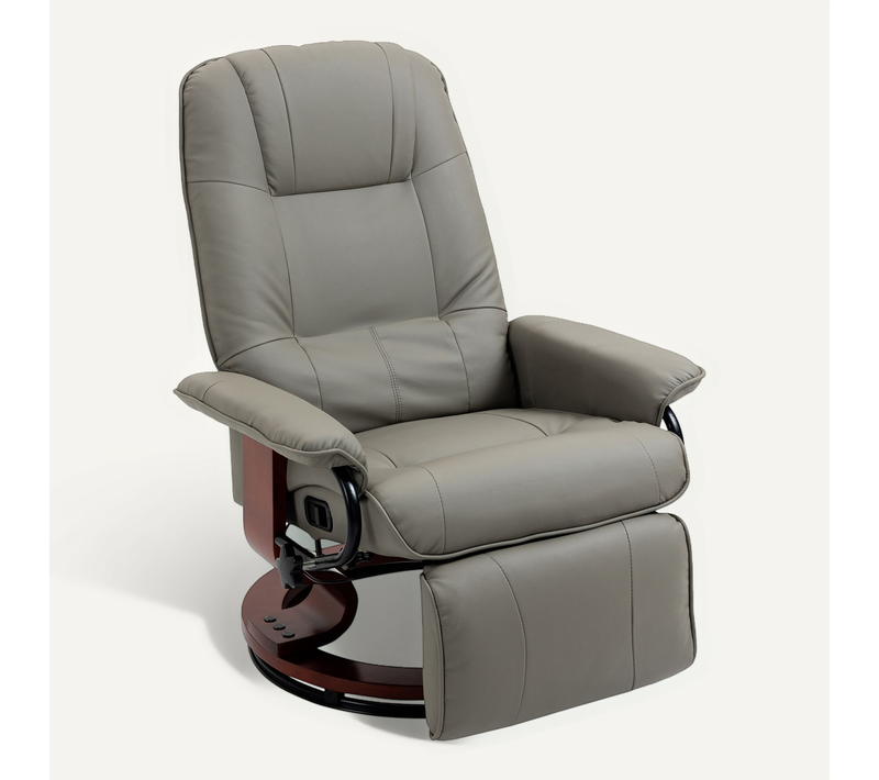 Fauteuil TV électrique En Simili, Inclinable 145°, Repose-pieds, Boutons Latéraux, Gris