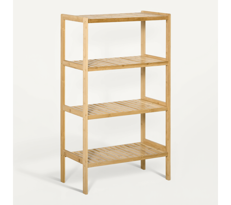 étagère 4 Niveaux En Bambou Pour Bureau, Stockage, Cuisine, Naturel