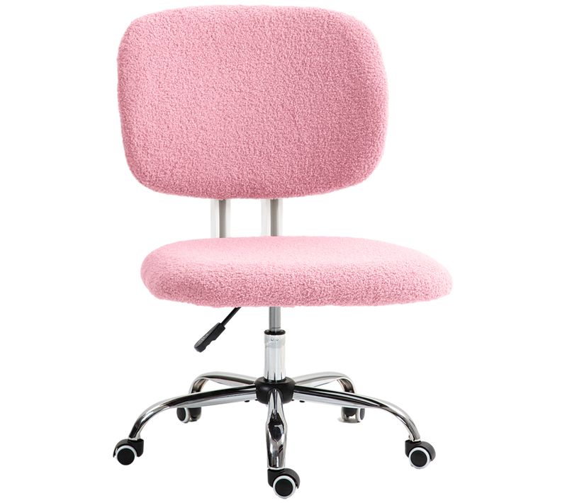 Chaise De Bureau Sans Accoudoirs, Réglable En Hauteur, Pivotante, En Velours Rose Pour Bureau