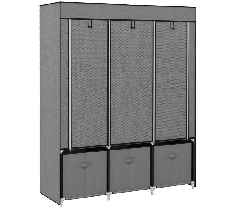 Armoire Pliable En Tissu, Tissu Non Tissé, Avec Fermeture Éclair, Gris Foncé, 125x43x162,5cm