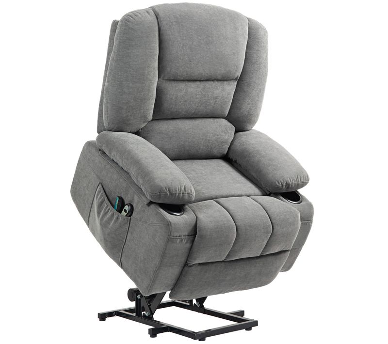 Fauteuil TV Avec Aide à La Montée, Relax Électrique, Fonction Massage, Télécommande, Gris