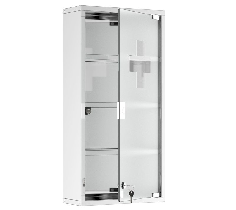 Armoire Médicale En Inox Avec Serrure, 30 X 12 X 60 Cm