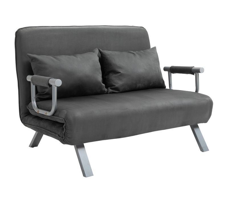 Canapé-lit 2 Places Avec Accoudoirs, 65x69x80 Cm, Fauteuil 3-en-1, Lit D’appoint, Matelas Pliant