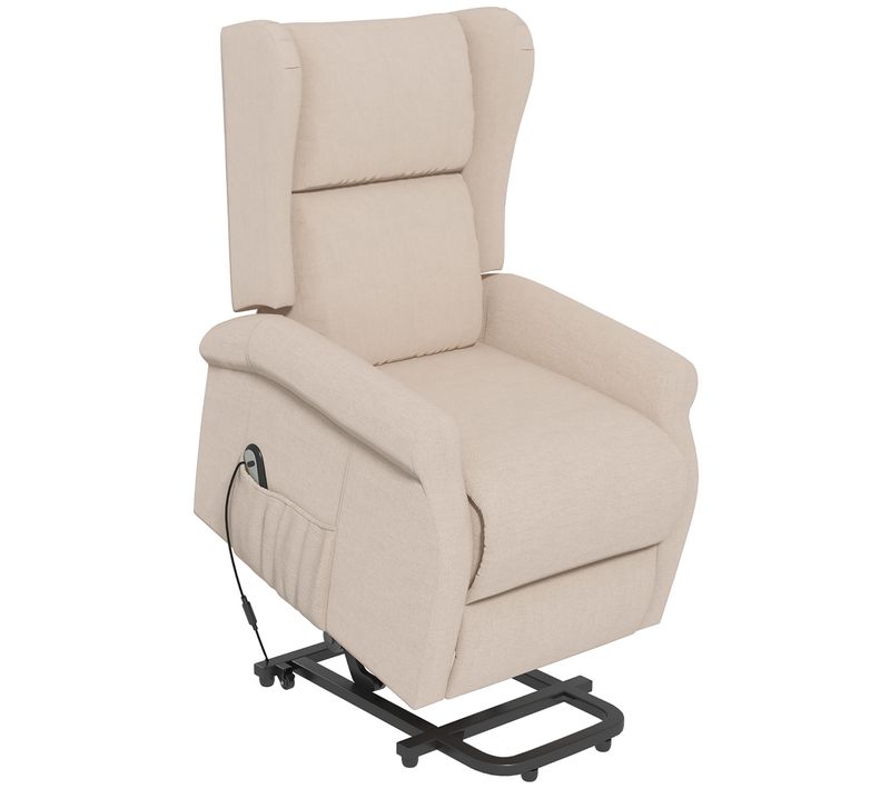 Fauteuil Relax Électrique Avec Inclinaison, Fauteuil Senior Avec Aide à La Montée, Crème