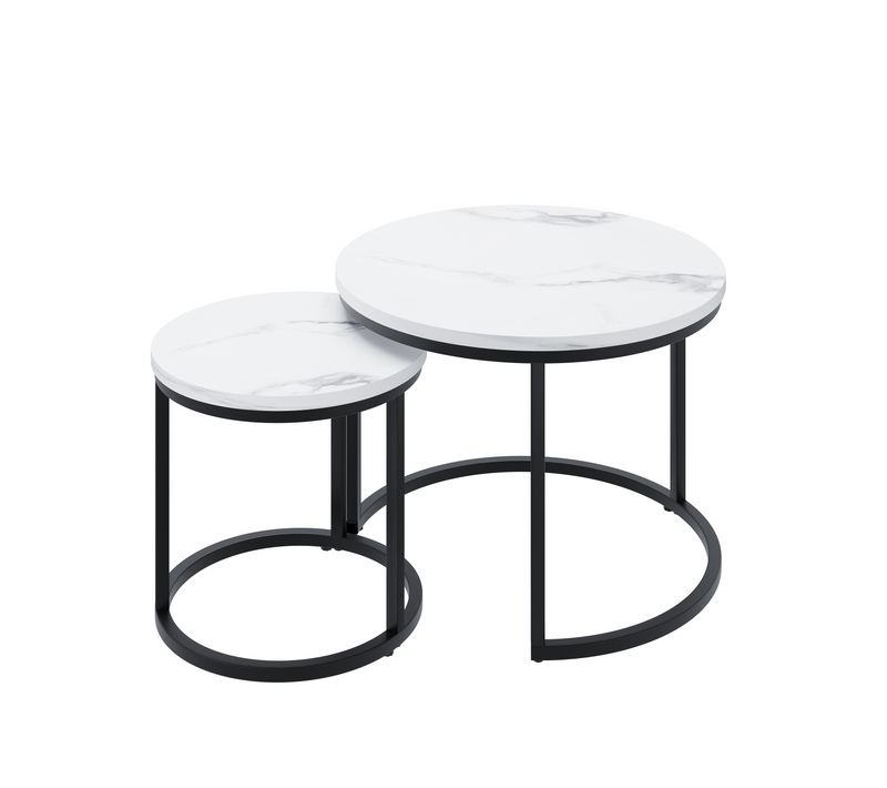 Ensemble De Tables Basses 2 Pièces En Métal Rond Moderne 60cm Pour Salon Chambre Bureau