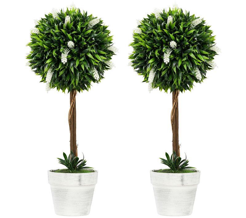Set De 2 Plantes Artificielles En Plastique De Lavande 60 Cm Pour Décoration Moderne