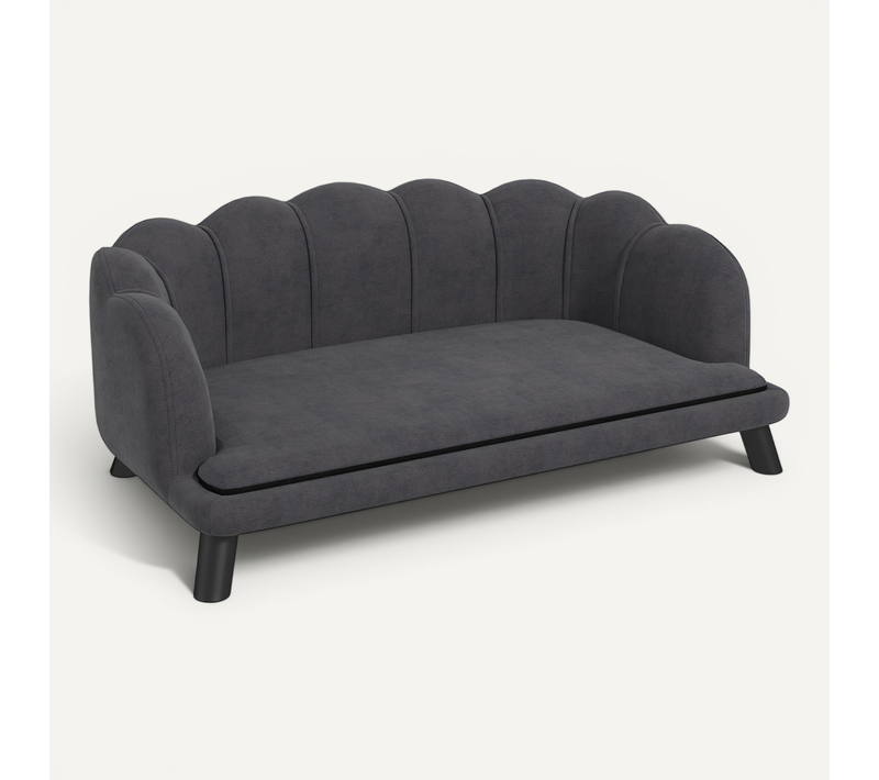 Canapé Pour Chien Luxe En Bois Avec Dossier, Taille 98,5x60,5x35,5 Cm, Gris Foncé