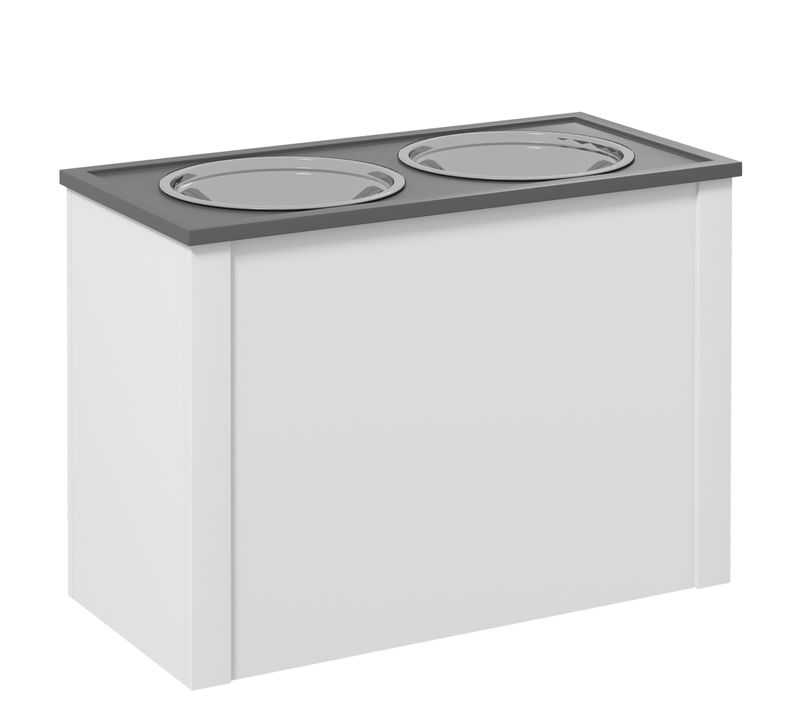 Station De Nourriture Pour Chien En Acier Inoxydable Avec Rangement, Blanc