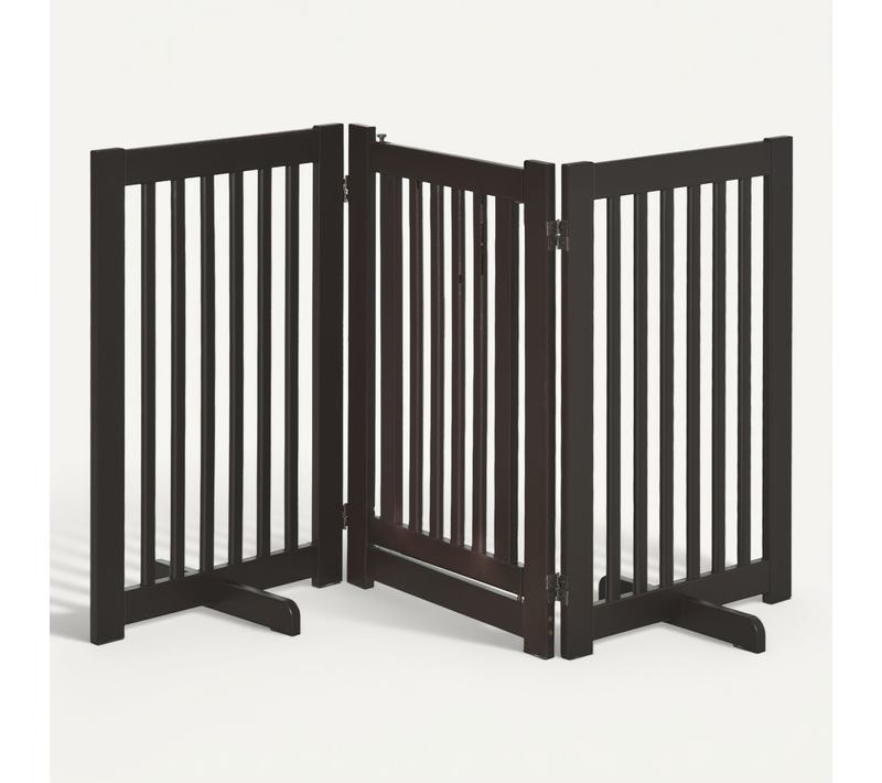 Clôture chien, Grille De Protection Freestanding En Bois, Ajustable Et Pliable, Marron Foncé