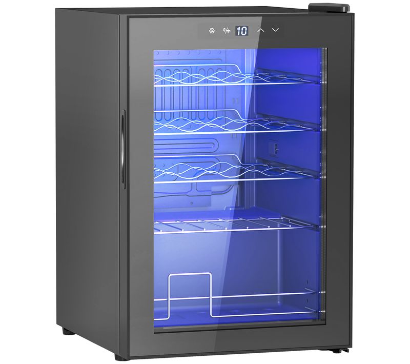 Réfrigérateur à Vin 20 Bouteilles 53L 5-18℃ Compreseur Porte En Verre Anti-uv Avec LED Écran Tactile