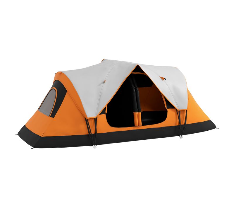 Tente Tunnel Pour 8 Personnes, Tissu Imperméable 2000mm, Avec Hameçon Lumineux Et Fenêtres En Mesh