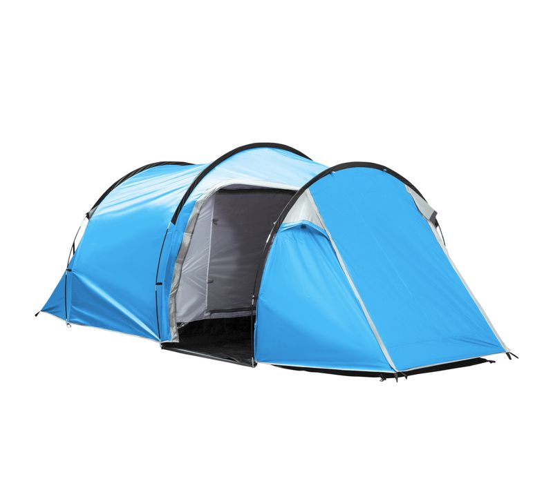 Tente Tunnel Pour 2-3 Personnes En Polyester Et Fibre De Verre, 190t, Bleu Clair