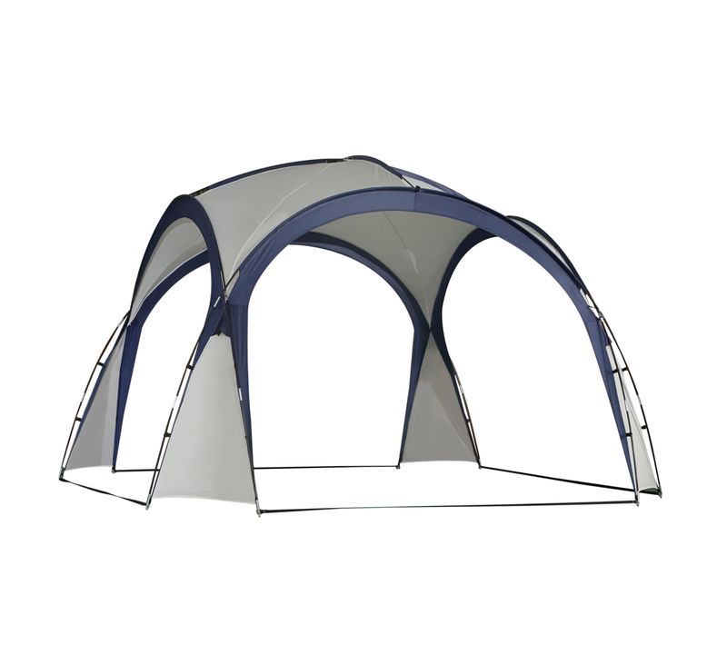 Tente De Camping En Polyester, Résistante Aux Intempéries, 3,5 X 3,5 X 2,3 M, Crème Et Bleu