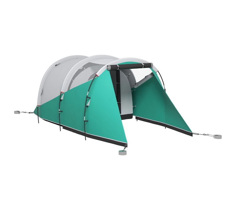 Tente Tunnel Pour 5 Personnes En Tissu Imperméable 3000mm Avec 2 Chambres, Vert