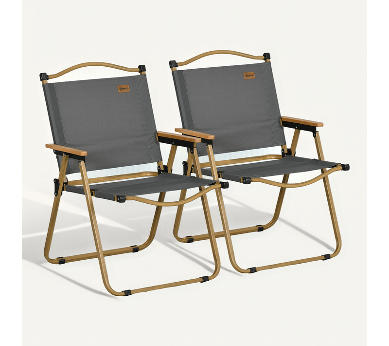 Fauteuil De Camping Pliable En Acier, Effet Bois, Pour Jardin, Piscine, Gris Foncé