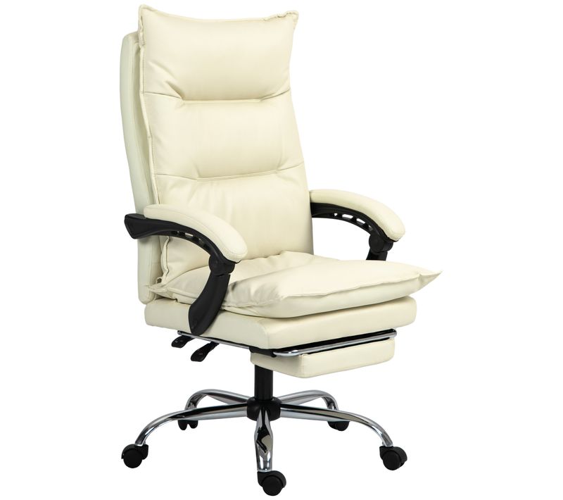 Chaise De Bureau Ergonomique En Tissu Beige Réglable En Hauteur Inclinable à 155° Avec Repose-pieds