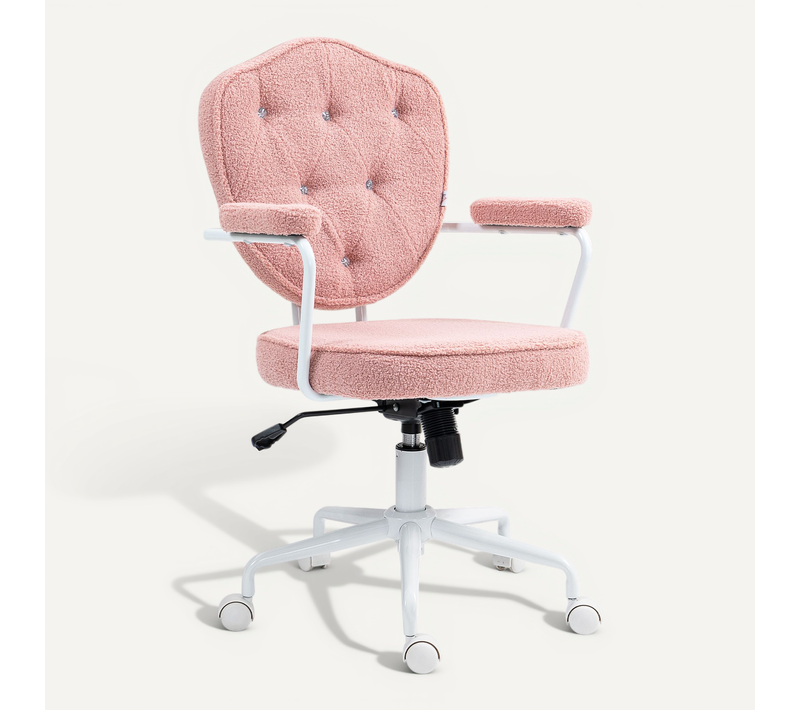Chaise De Bureau Ergonomique En Velours Pour Ordinateur, Hauteur Réglable, Fonction Basculante, Rose