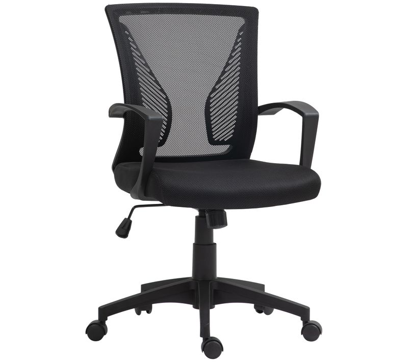 Chaise De Bureau En Métal Réglable En Hauteur Avec Fonction Basculante, Noir