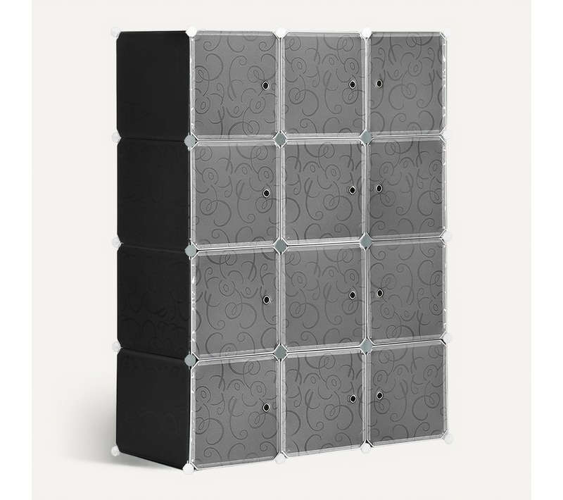 Système De Rangement Diy En Cubes, Plastique Pp, Avec Tringle à Vêtements, Noir Et Blanc