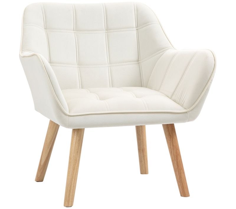 Fauteuil Relax En Velours, Pieds Surélevés, Pour Salon, Chambre, Crème, 64 X 62 X 72,5 Cm