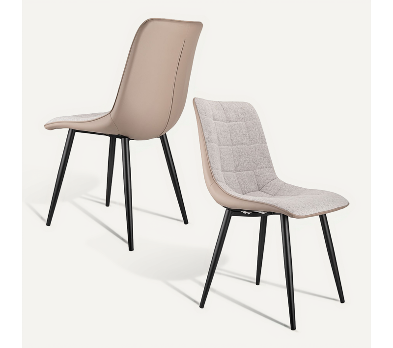 Set De 2 Chaises Rembourrées Métal Lin Simili Confortable Moderne Entretien Facile