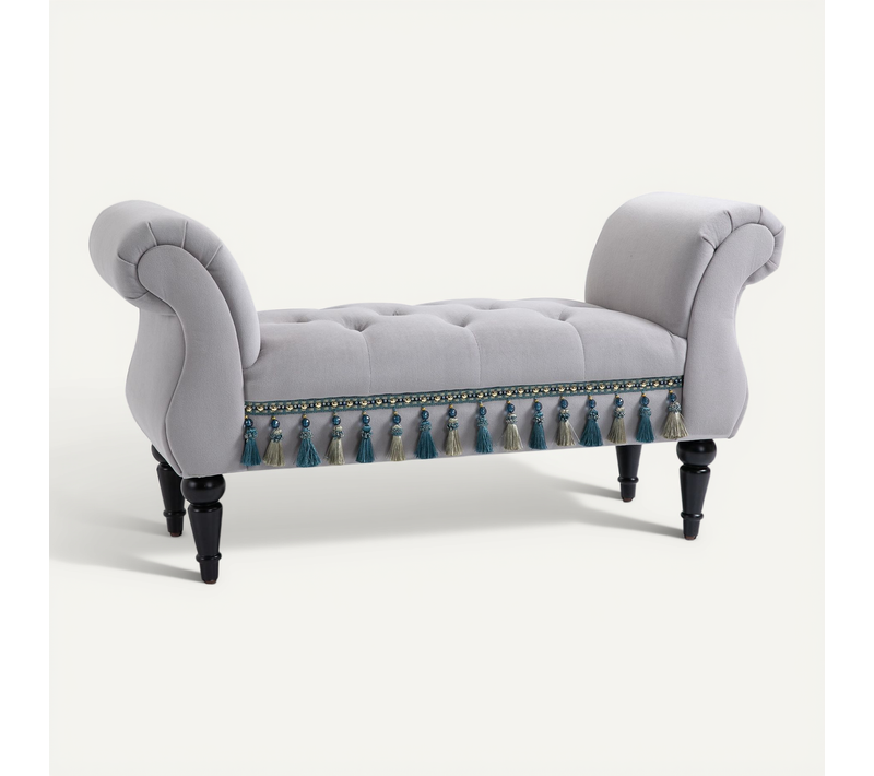 Banquette élégante En Bois Polyester Mousse De Caoutchouc, 117x40x58cm Pour Salon Et Chambre, Gris