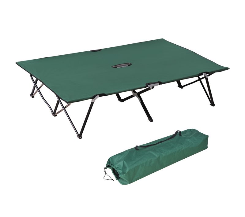 Lit De Camping Pliant Oxford Pour 2 Personnes 136 Kg Capacité 120 x 190 Cm, Vert Noir