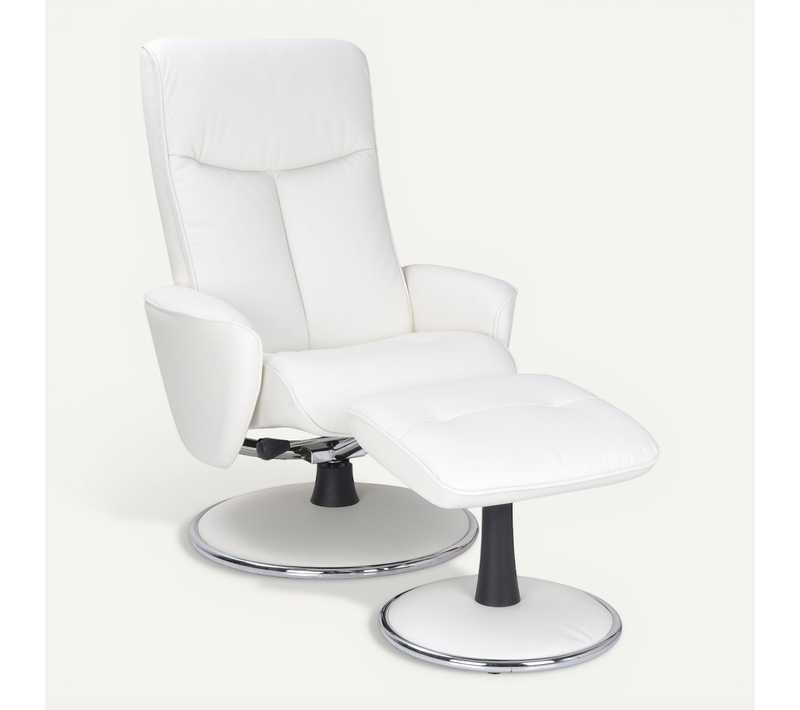 Fauteuil De Relaxation Manuel - Nephos - Cuir Blanc