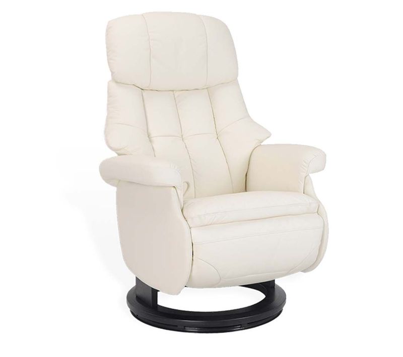 Fauteuil De Relaxation Design Avec Pouf Intégré  - Cosy - Cuir Blanc