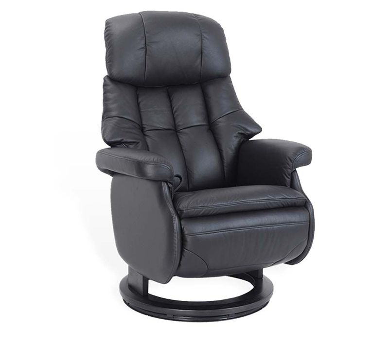 Fauteuil De Relaxation Design Avec Pouf Intégré  - Cosy - Cuir Noir