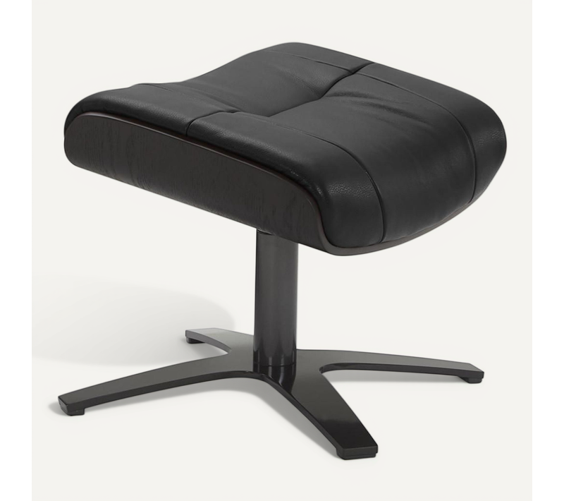 Pouf En Cuir Et Chêne Noir - Naos - Cuir Noir