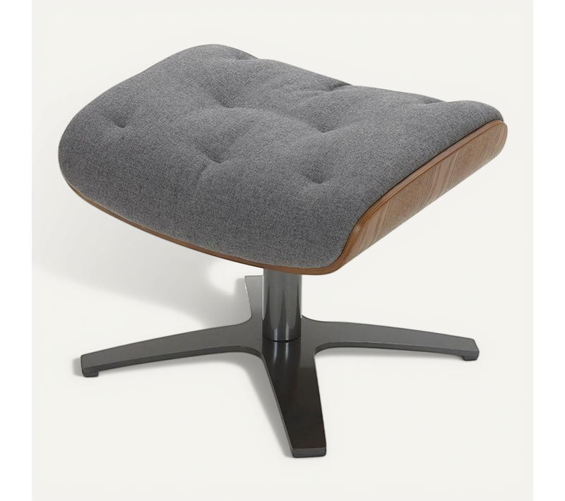 Pouf En Tissu Et Chêne Naturel - Aludra - Tissu Graphite