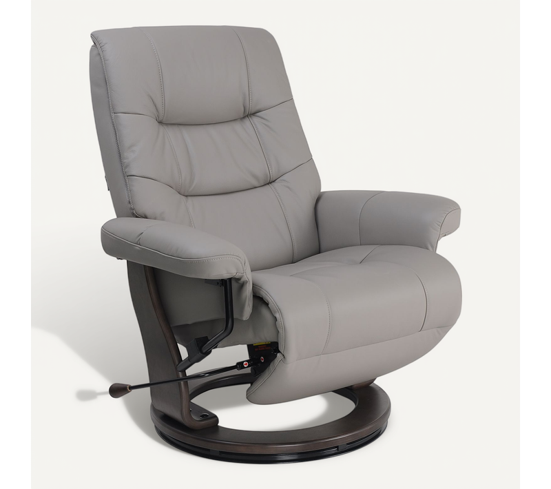 Fauteuil De Relaxation Design - Max - Cuir Gris Tourterelle