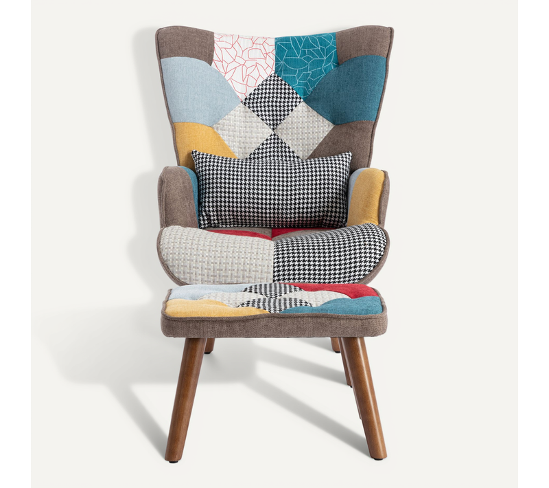 Fauteuil Avec Repose - Pieds, Dossier Et Coussins, Multicolore