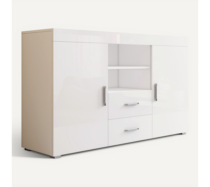 Bahut Buffet Pour Salon Salle à Manger En Blanc 140x40x80cm Roque
