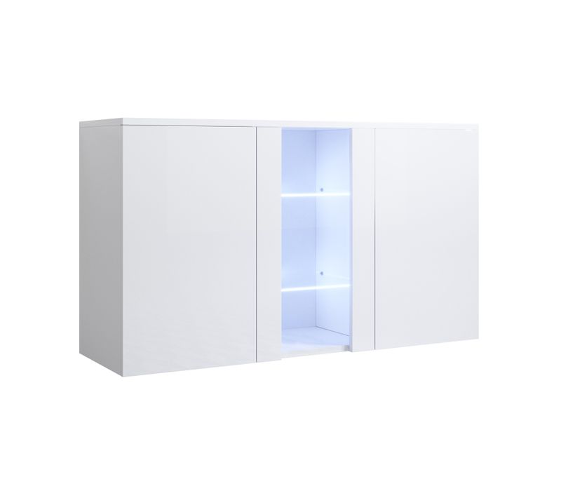 Bahut Buffet Pour Salon Salle à Manger En Blanc Avec LED 120x40x70cm Luke A1