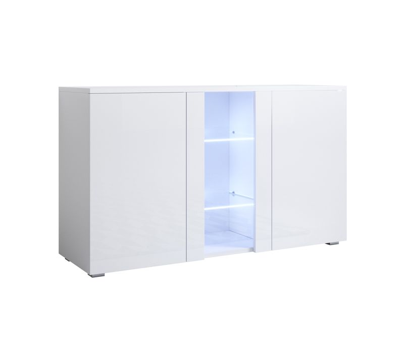 Bahut Buffet Pour Salon Salle à Manger En Blanc Avec LED 120x40x72cm Luke A1