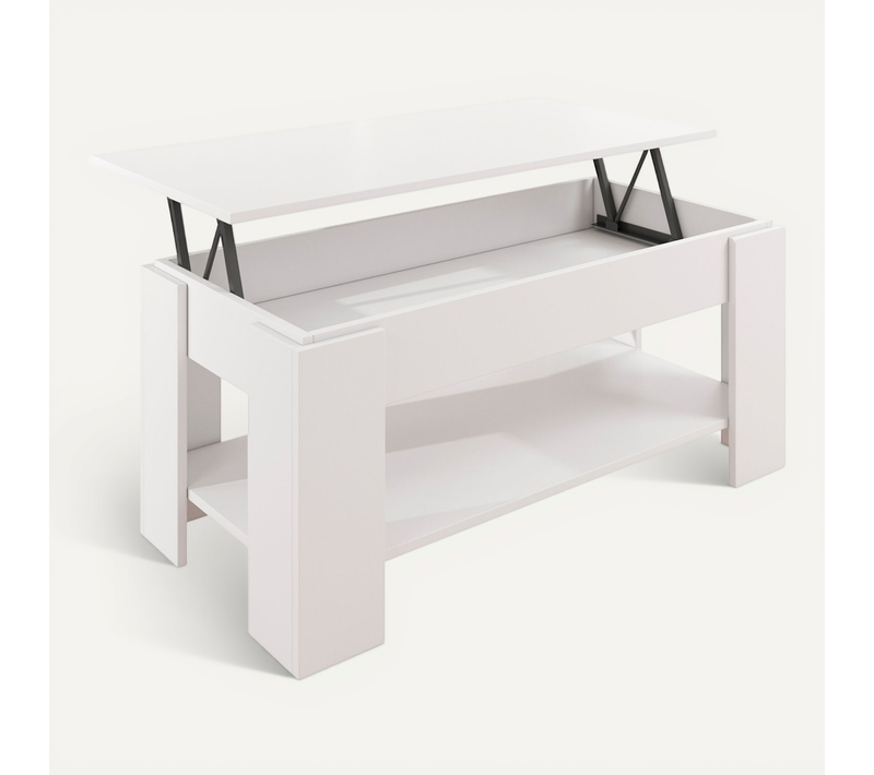 Table Basse Relevable Pour Salon Salle à Manger En Blanc 100x50x43,5cm Nicoleta