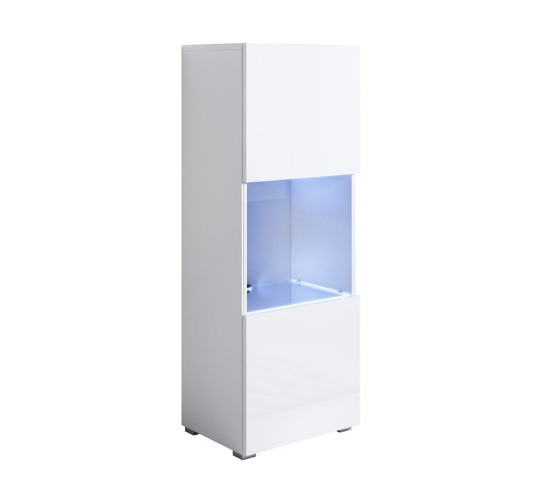 Vitrine Pour Salon Salle à Manger En Blanc Avec LED 40x29x128cm Luke V3