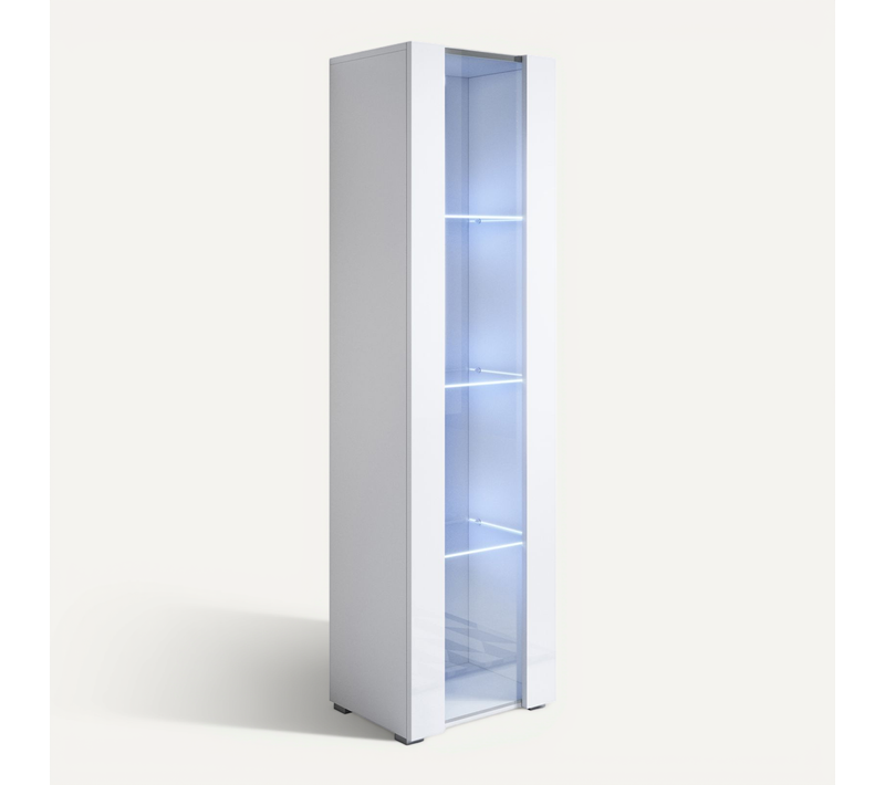 Vitrine Pour Salon Salle à Manger En Blanc Avec LED 40x29x167cm Luke V5