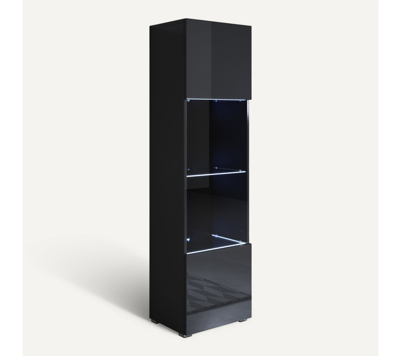 Vitrine Pour Salon Salle à Manger En Noir Avec LED 40x29x167cm Luke V6