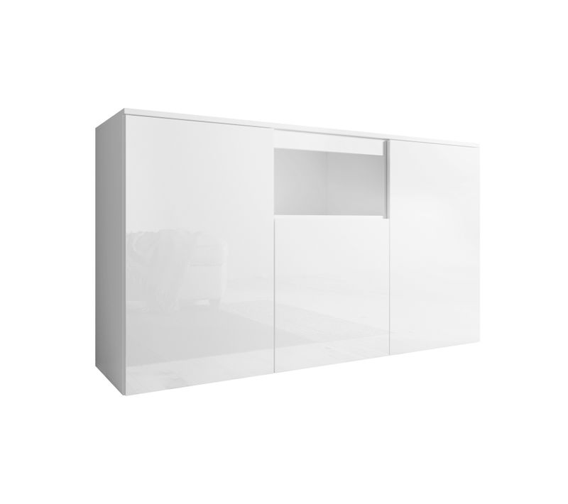 Bahut Buffet Pour Salon Salle à Manger En Blanc 140x40x80cm Nevada